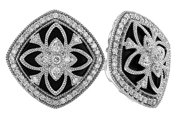 A328-79989: DIA & ONYX EARRINGS .38 TW