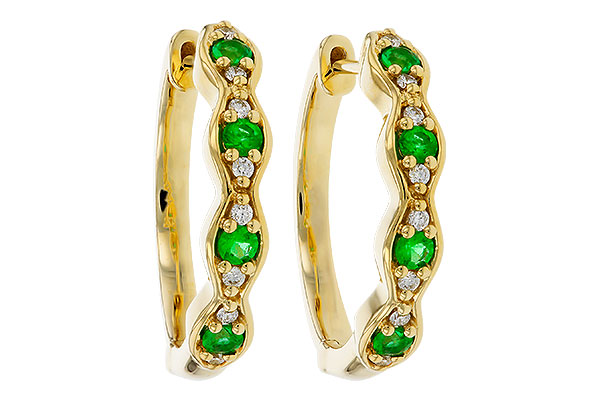 A329-72661: EARRINGS .20 TW EMERALD .30 TGW