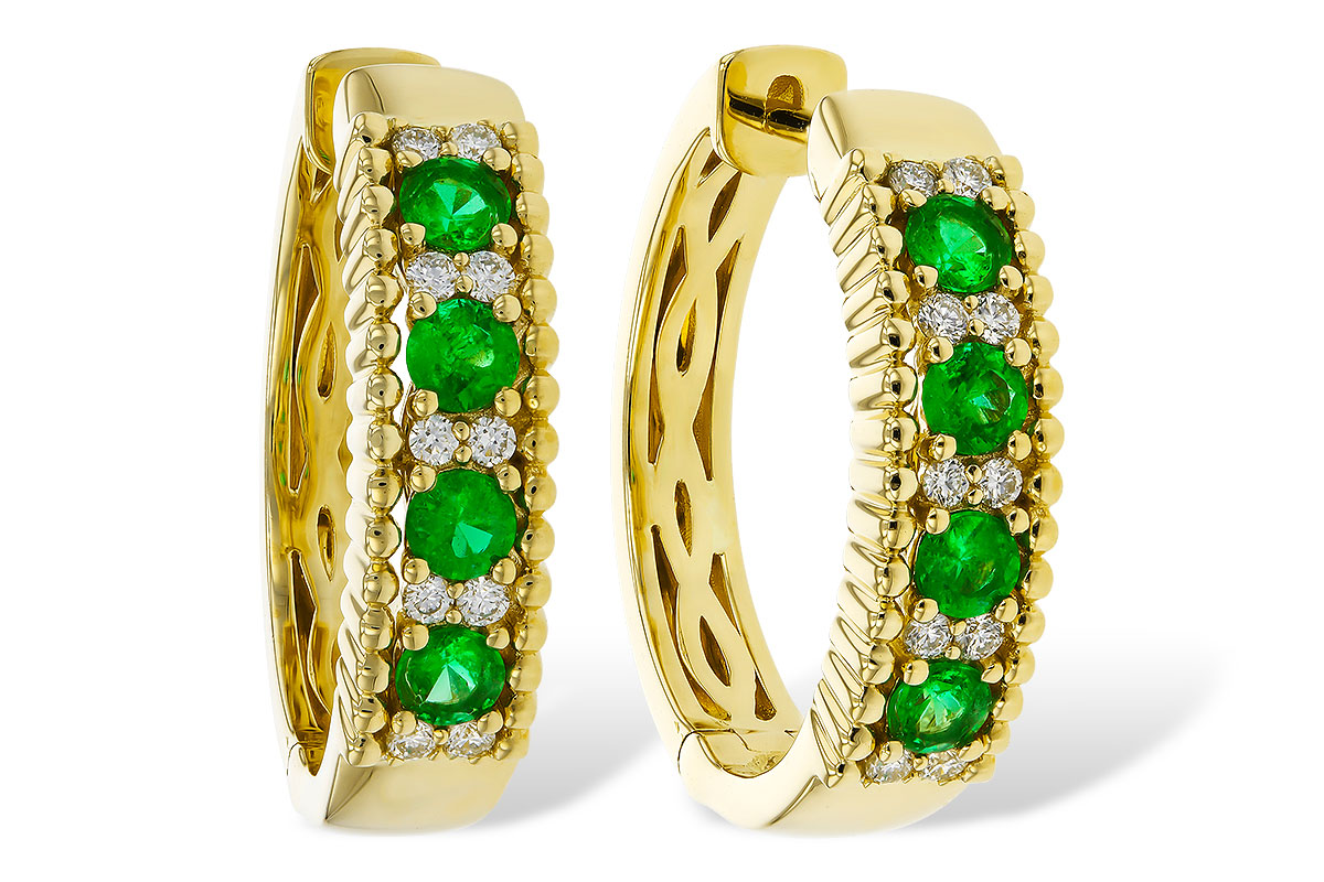 A329-72725: EARRINGS .33 TW EMERALD .45 TGW
