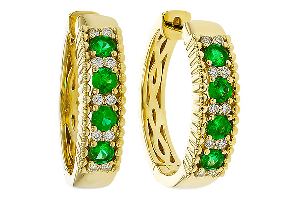 A329-72725: EARRINGS .33 TW EMERALD .45 TGW