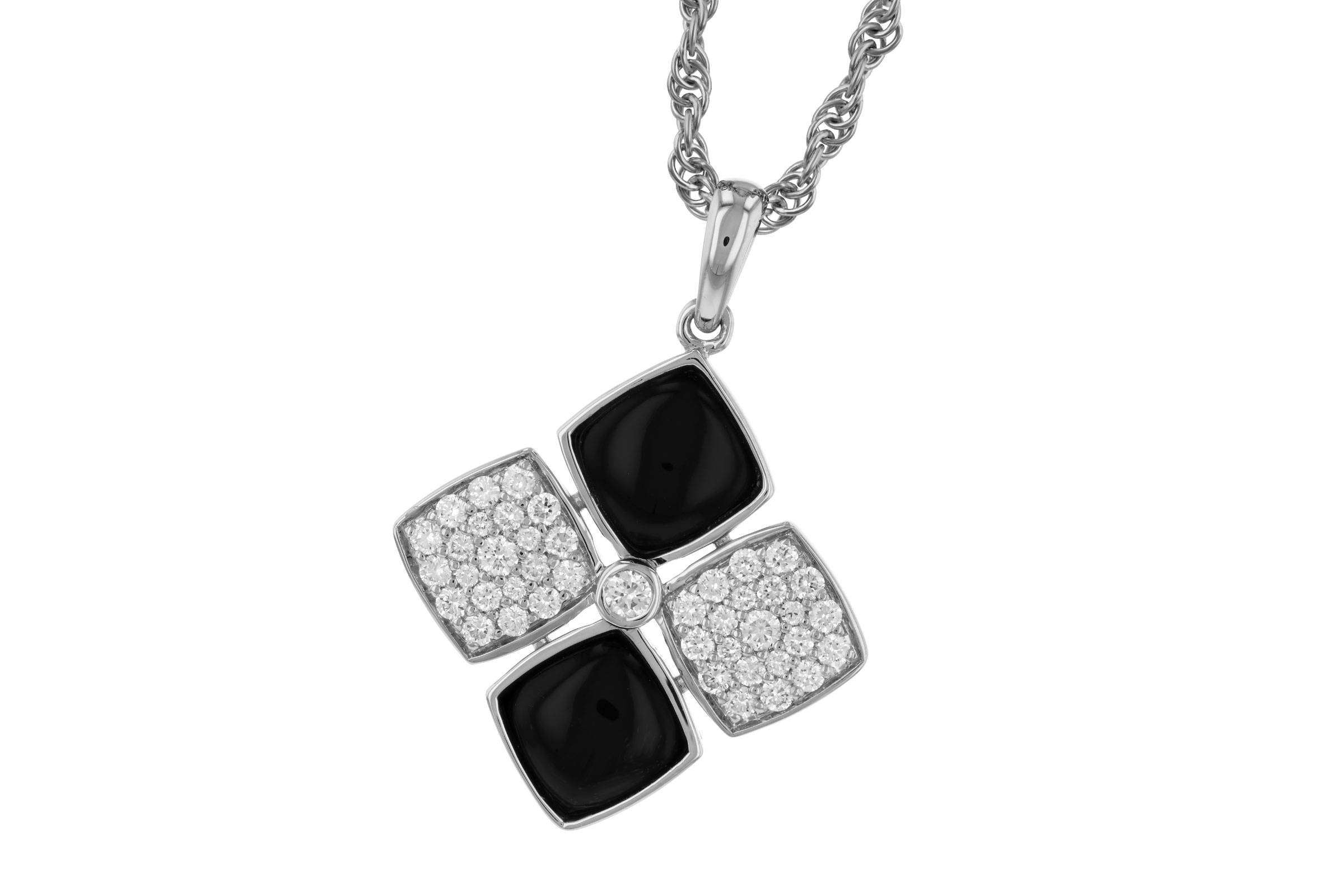 A330-56352: NECKLACE 1.23 TW ONYX 1.50 TGW