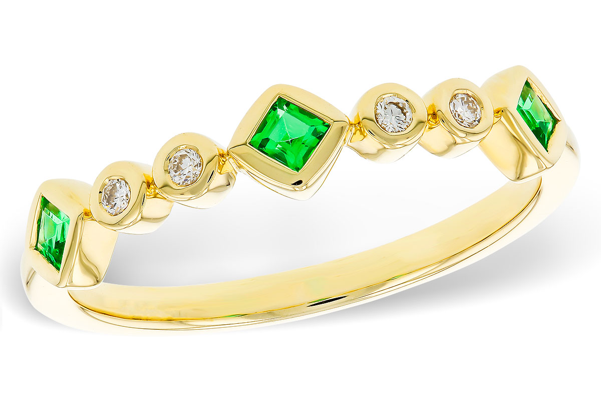 B329-69079: LDS WED RG .14 TW EMERALD .19 TGW