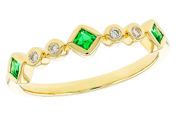 B329-69079: LDS WED RG .14 TW EMERALD .19 TGW