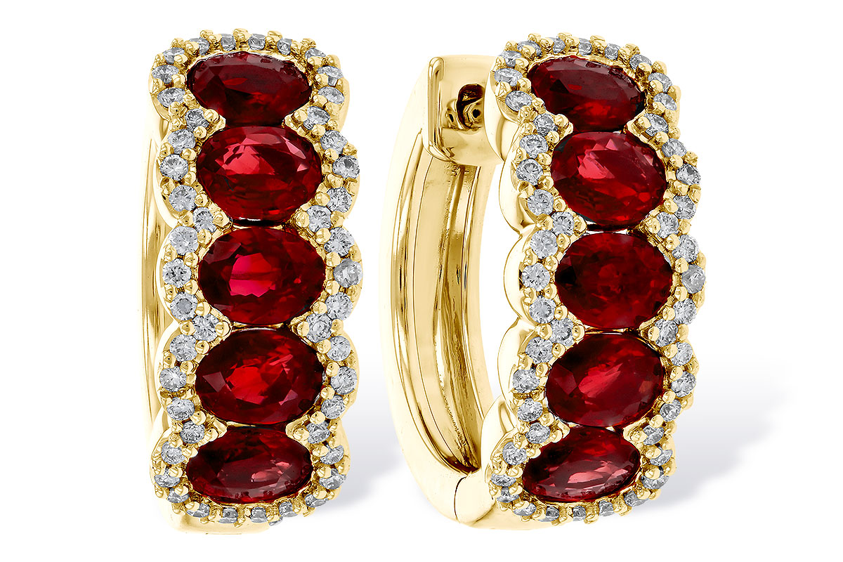 B329-70907: EARRINGS 2.20 TW RUBY 2.45 TGW