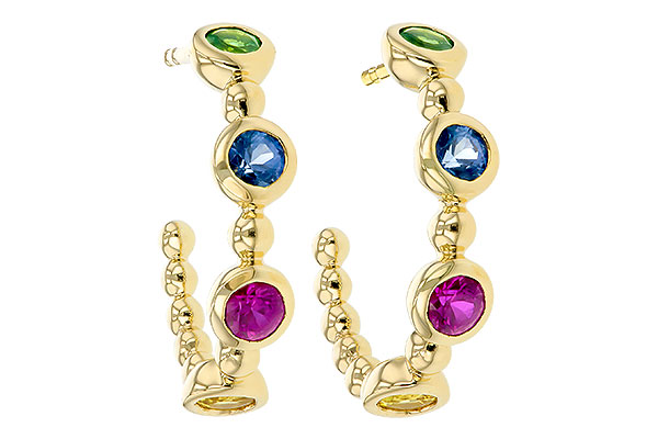 B330-55370: EARR .68 TW MULTI-COLOR SAPPH & GREEN GARNET