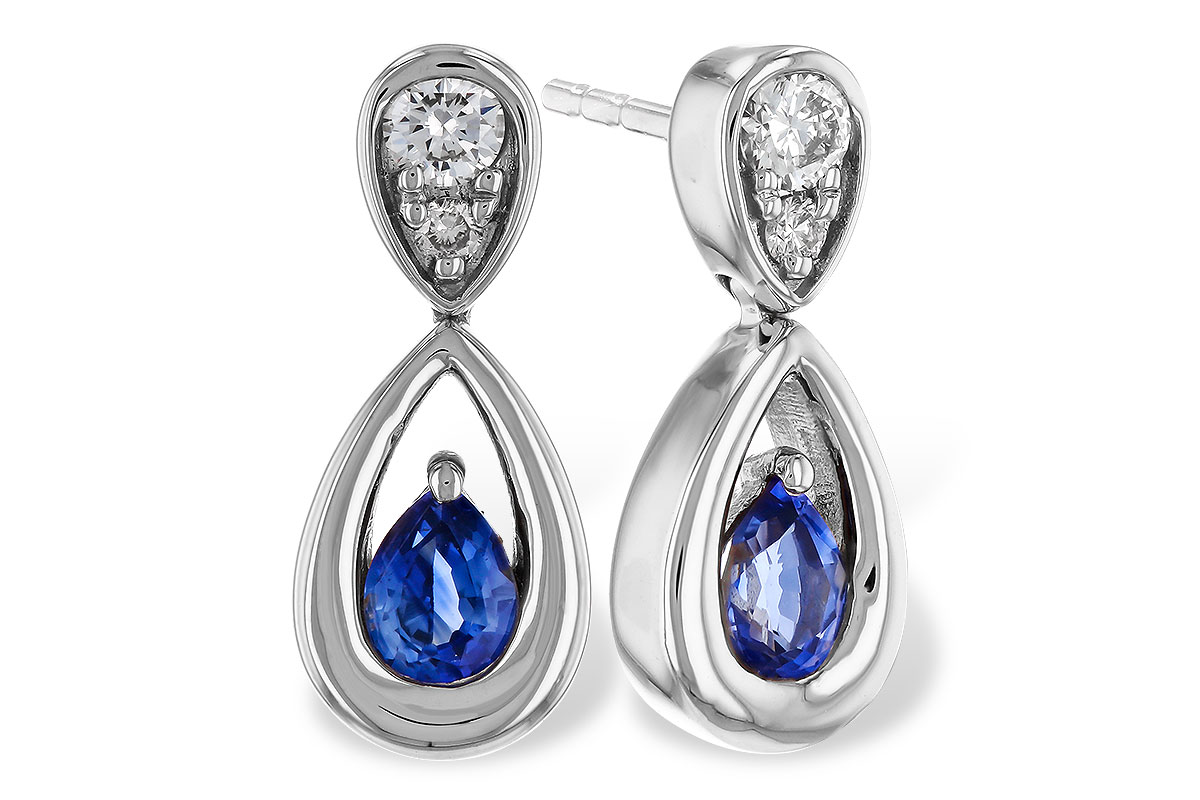 C329-67225: EARRINGS .42 SAPPHIRE .54 TGW (4x3 SAPP)