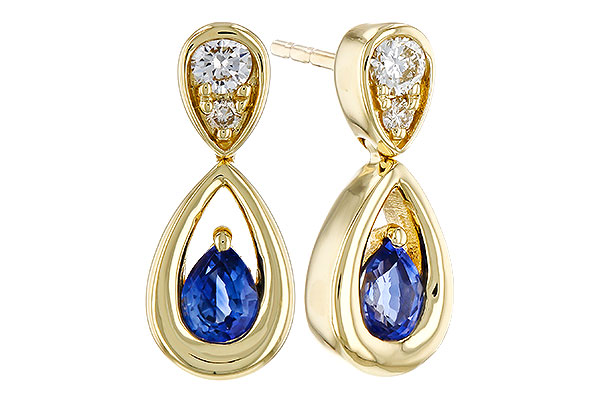 C329-67225: EARRINGS .42 SAPPHIRE .54 TGW (4x3 SAPP)