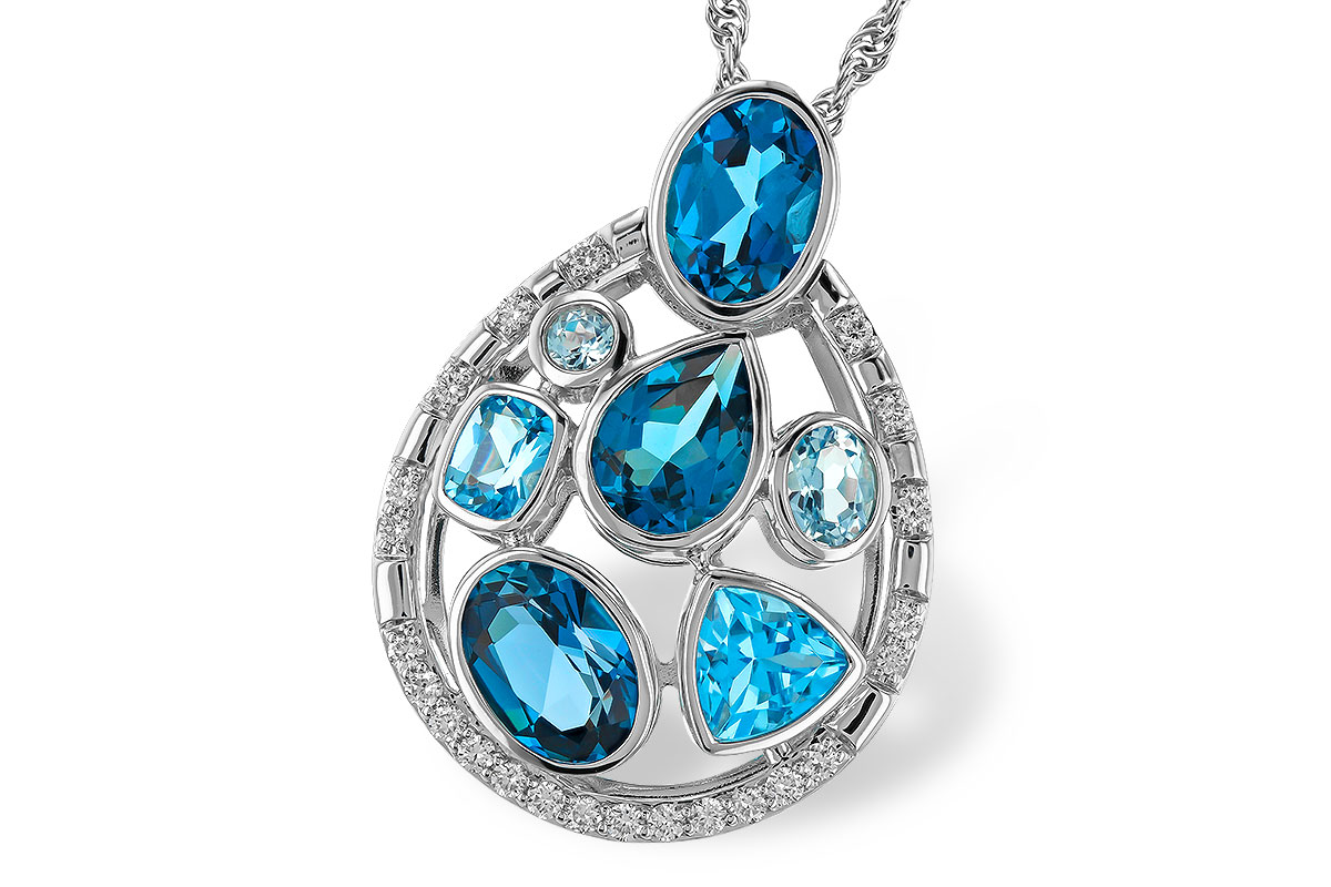 C329-69952: NECKLACE 3.23 TW BLUE TOPAZ 3.38 TGW