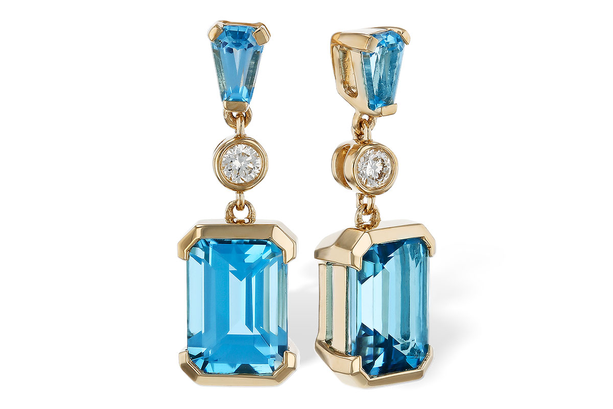 C329-71788: EARRINGS 2.37 TW BLUE TOPAZ 2.44 TGW