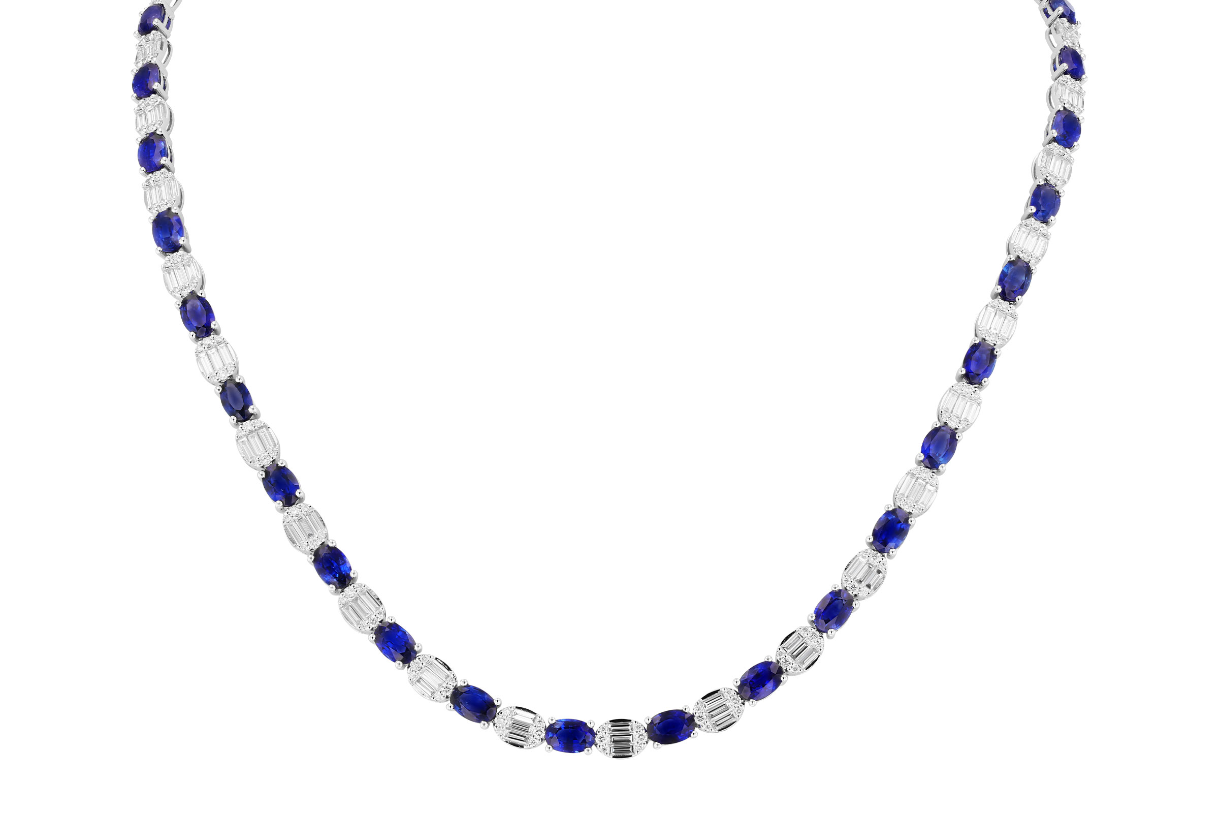 C330-57188: NECKLACE 17.68 TW SAPPHIRE 21.82 TGW (17")