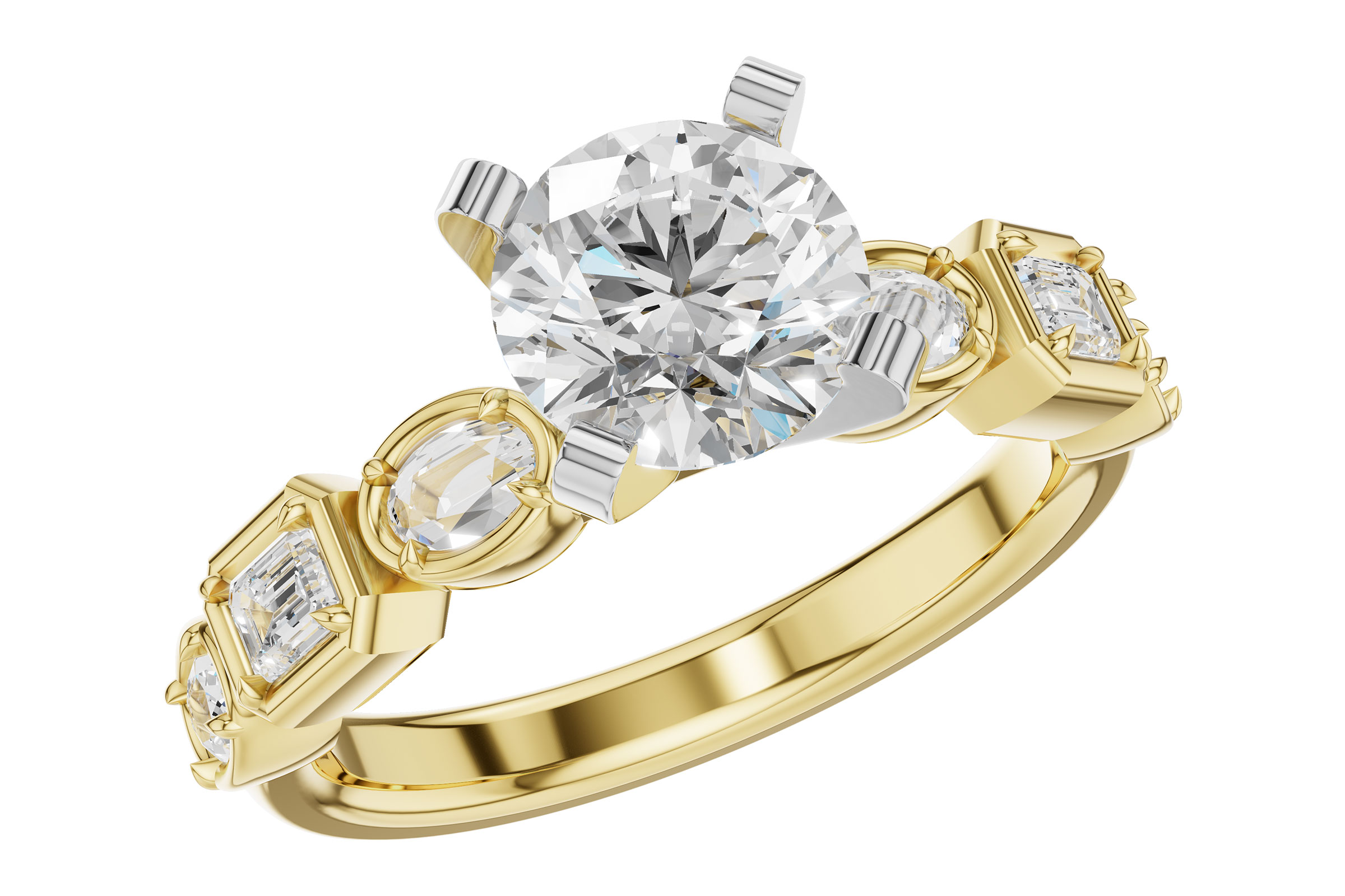 C330-57261: LDS SEMI DIA RG .45 TW FANCY CUT DIAS