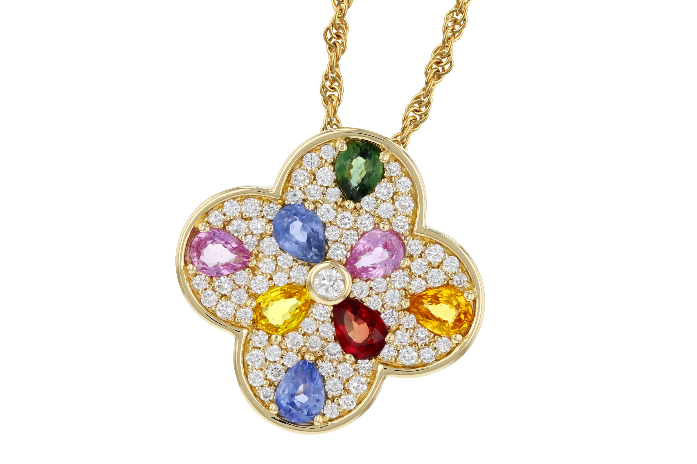 C330-58134: NECKLACE 1.40 MULTI-COLOR SAPPH 1.82 TGW