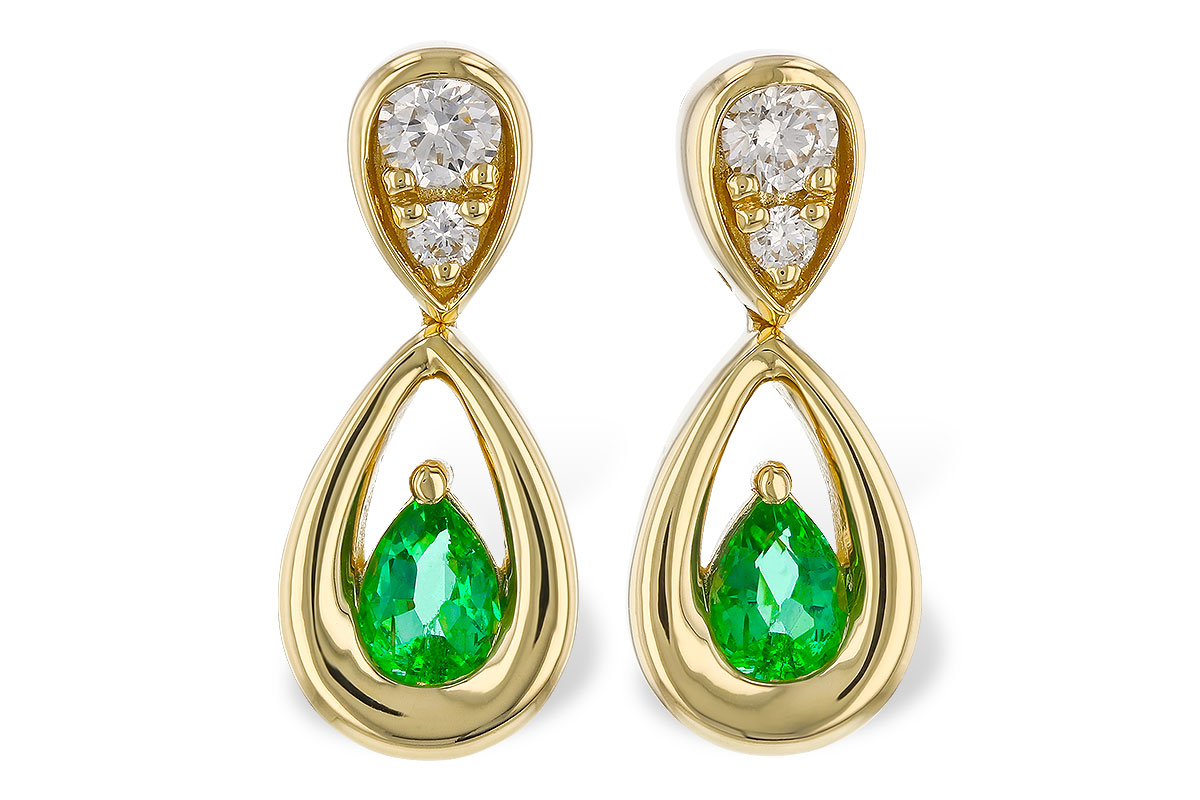 D329-68143: EARRINGS .20 EMERALD .32 TGW (4x3 EMER)