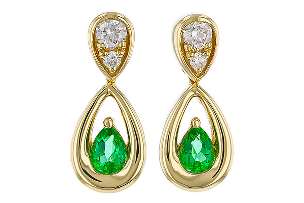 D329-68143: EARRINGS .20 EMERALD .32 TGW (4x3 EMER)