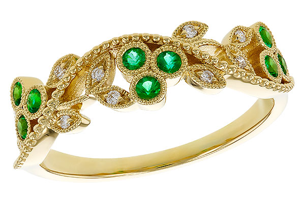 D329-72643: LDS WED RG .17 EMERALD TW .23 TGW