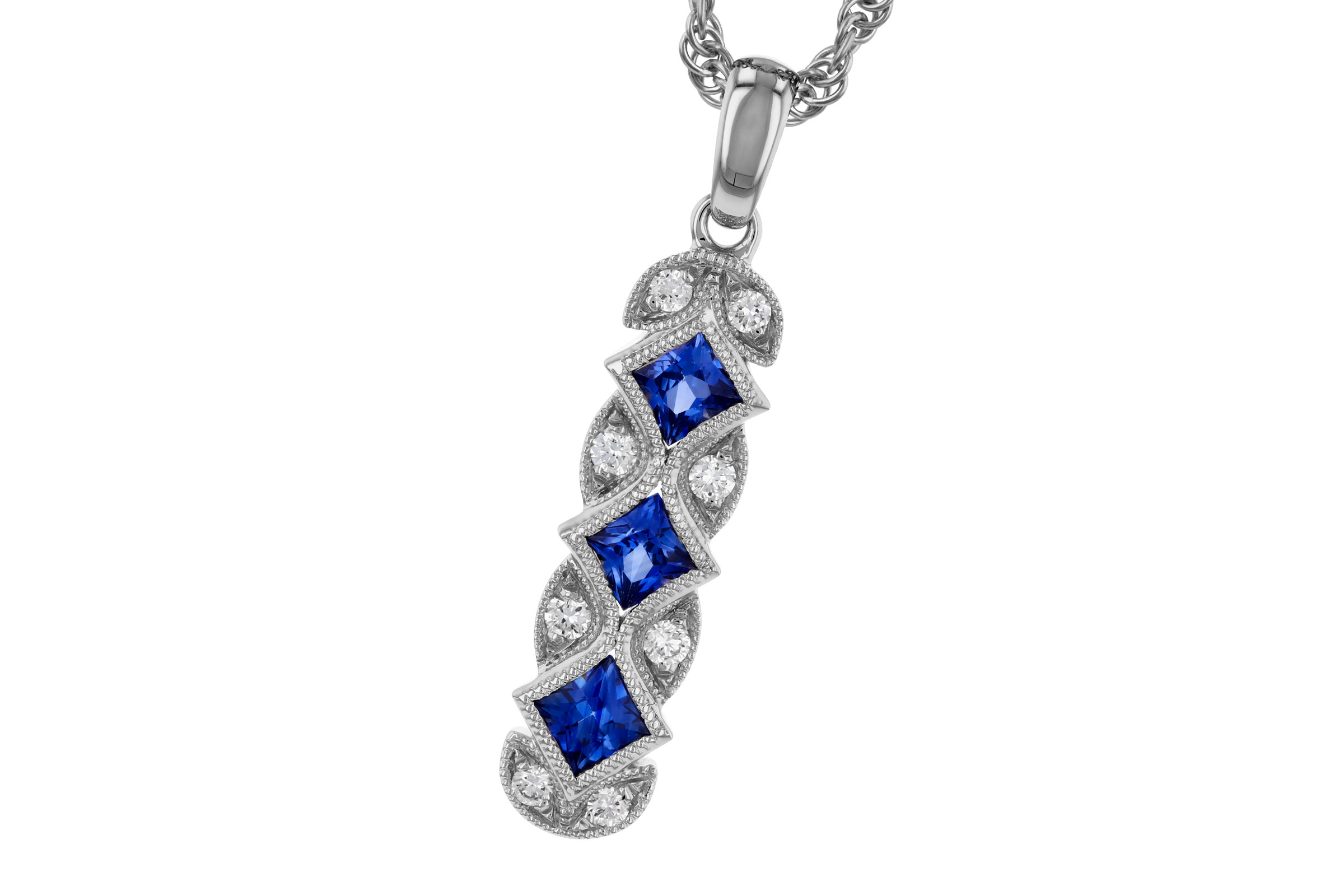 D330-57188: NECKLACE .55 TW SAPPHIRE .64 TGW