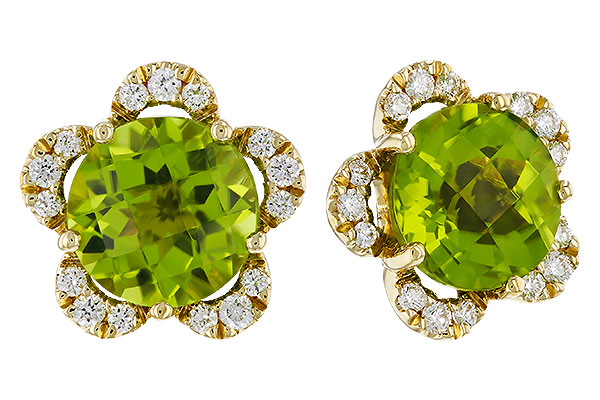 E329-72661: EARRINGS 2.93 PERIDOT 3.10 TGW (7MM RD)