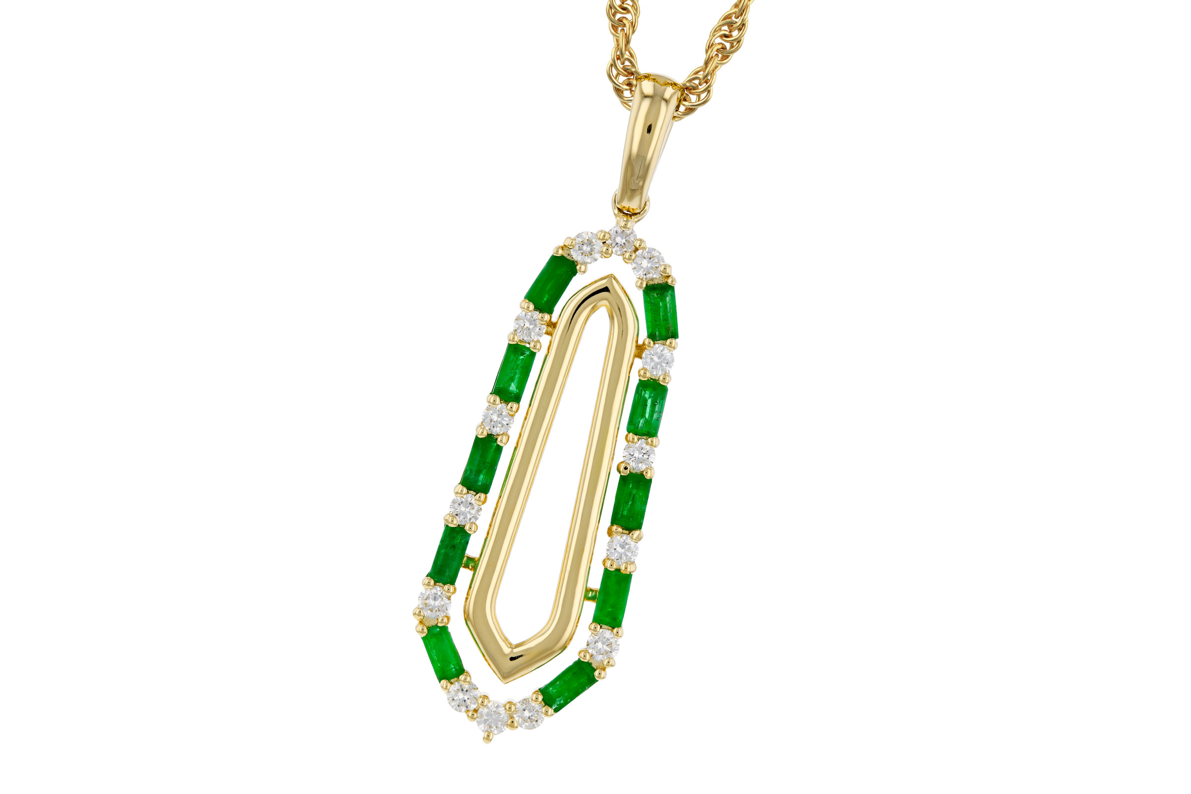E330-58134: NECKLACE .44 TW EMERALD .64 TGW
