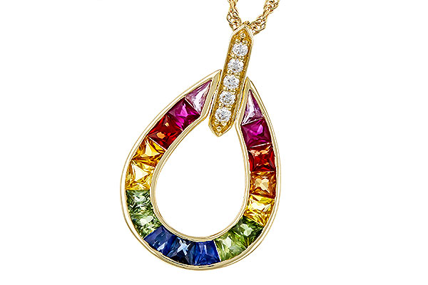 F329-67215: NECKLACE 1.10 MULTI-COLOR SAPPH 1.15 TGW