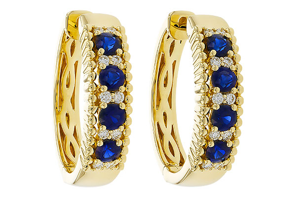 F329-72706: EARRINGS .56 TW SAPP .68 TGW