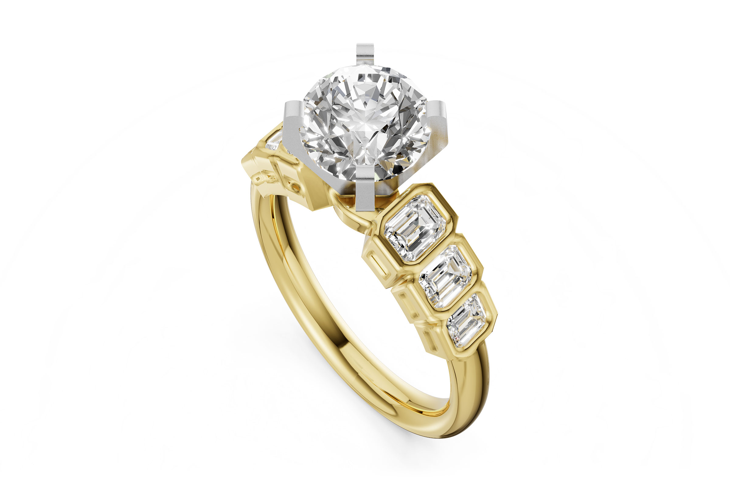 F330-56279: LDS SEMI DIA RG .92 TW EMERALD CUTS