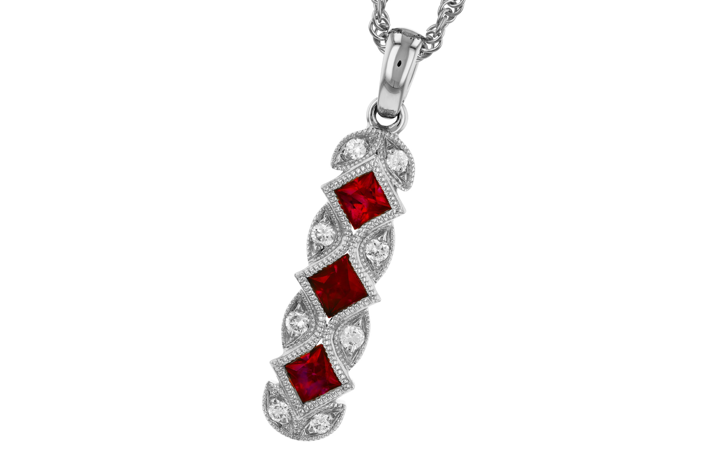 F330-56315: NECKLACE .55 TW RUBY .64 TGW
