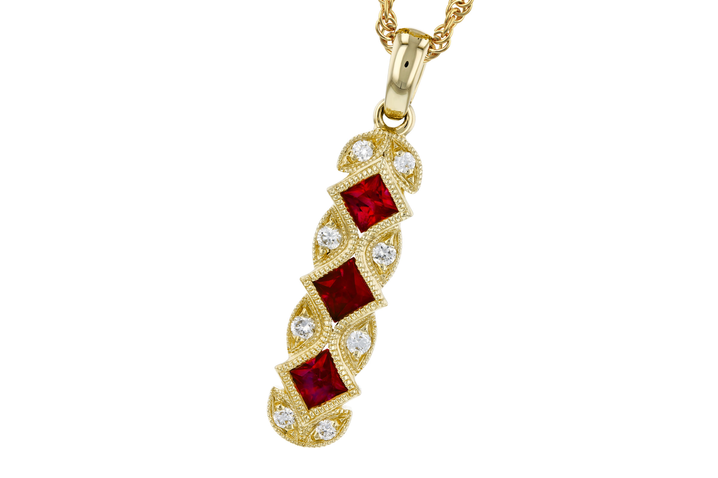 F330-56315: NECKLACE .55 TW RUBY .64 TGW