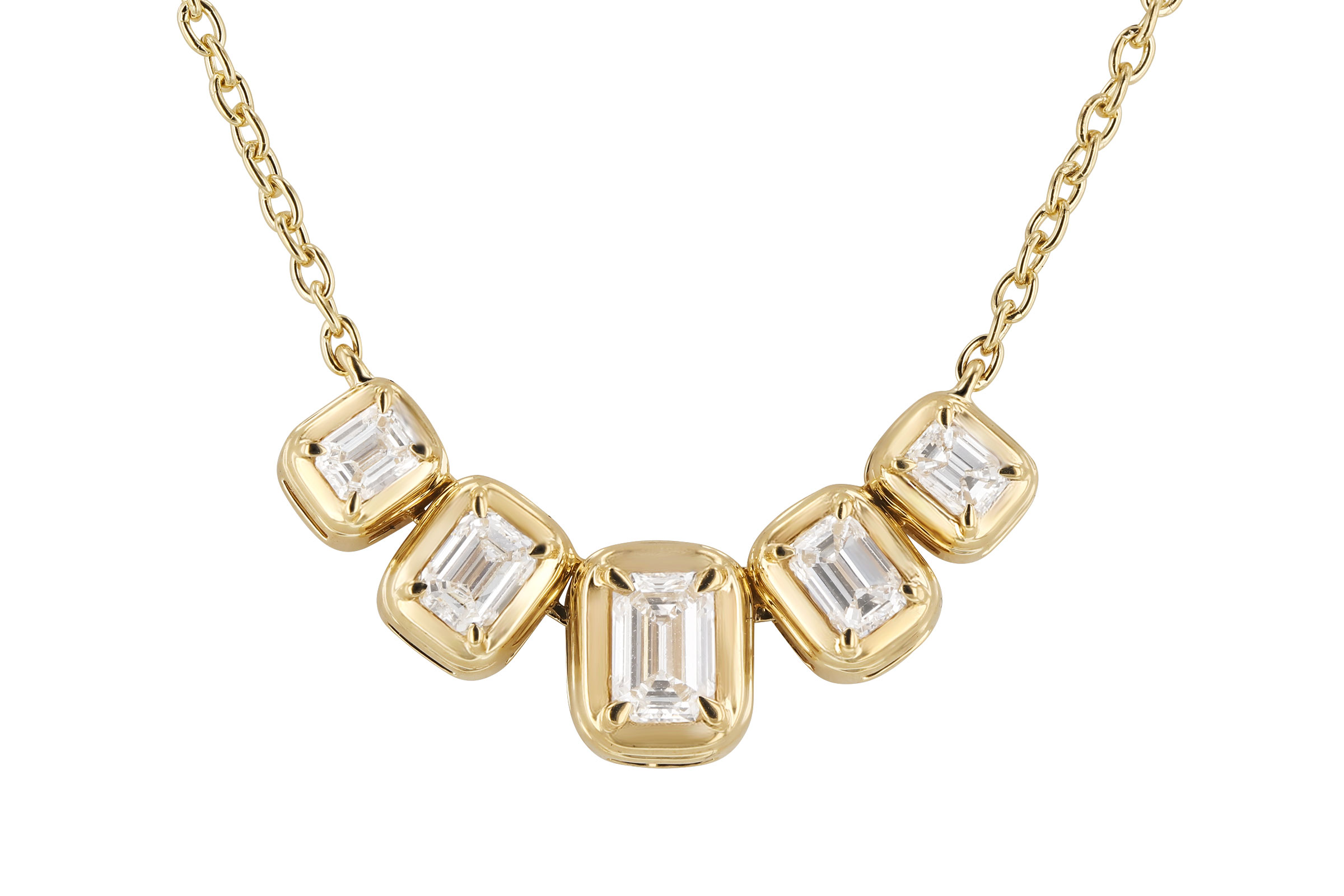 F330-58106: NECKLACE .87 TW EMERALD CUT DIA (18")