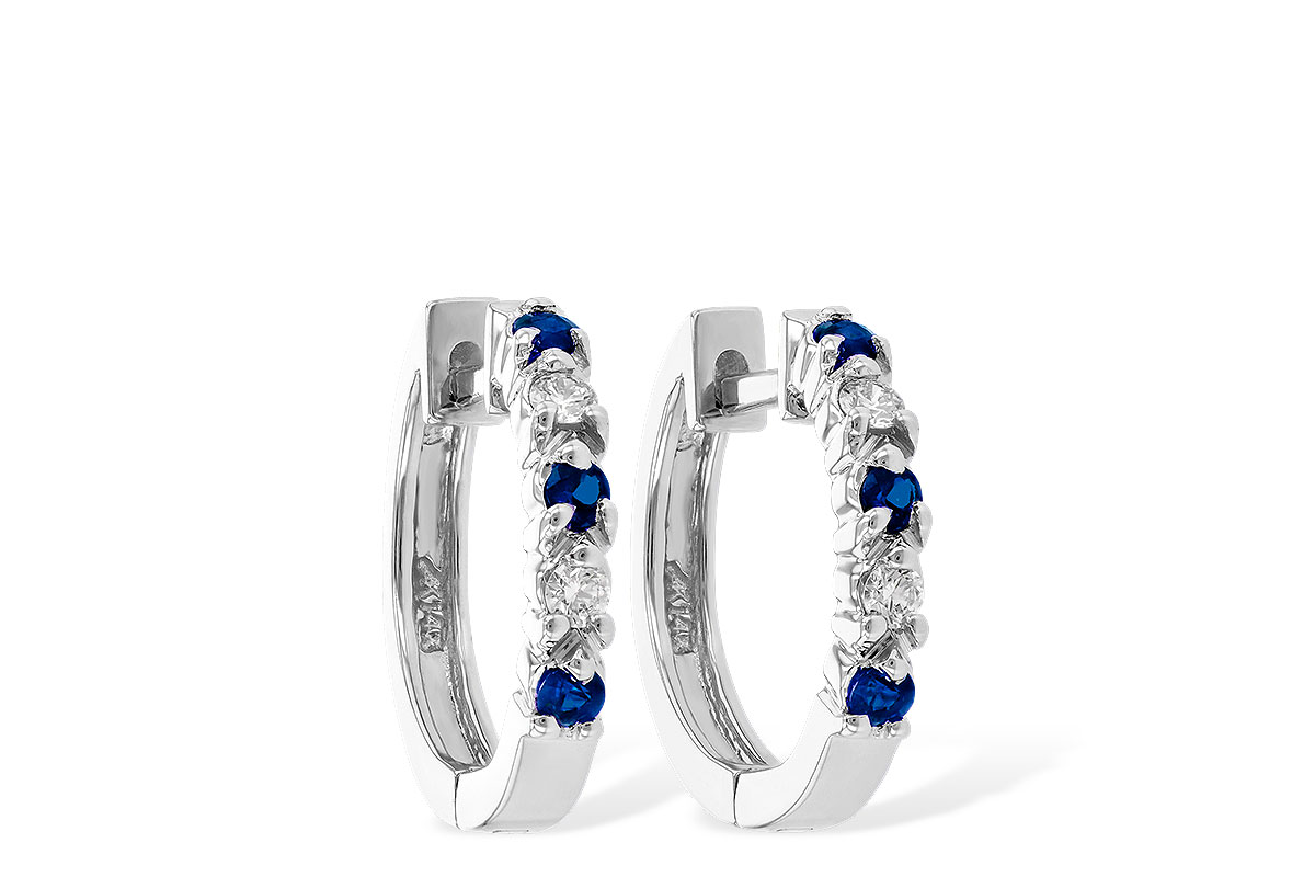 H056-03570: EARRINGS .17 SAPP .26 TGW