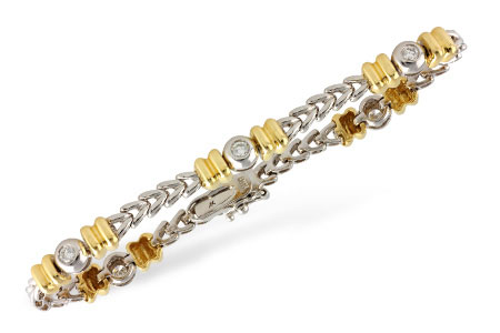 K055-10870: BRACELET WG LINKS & YG BARS .45 TW
