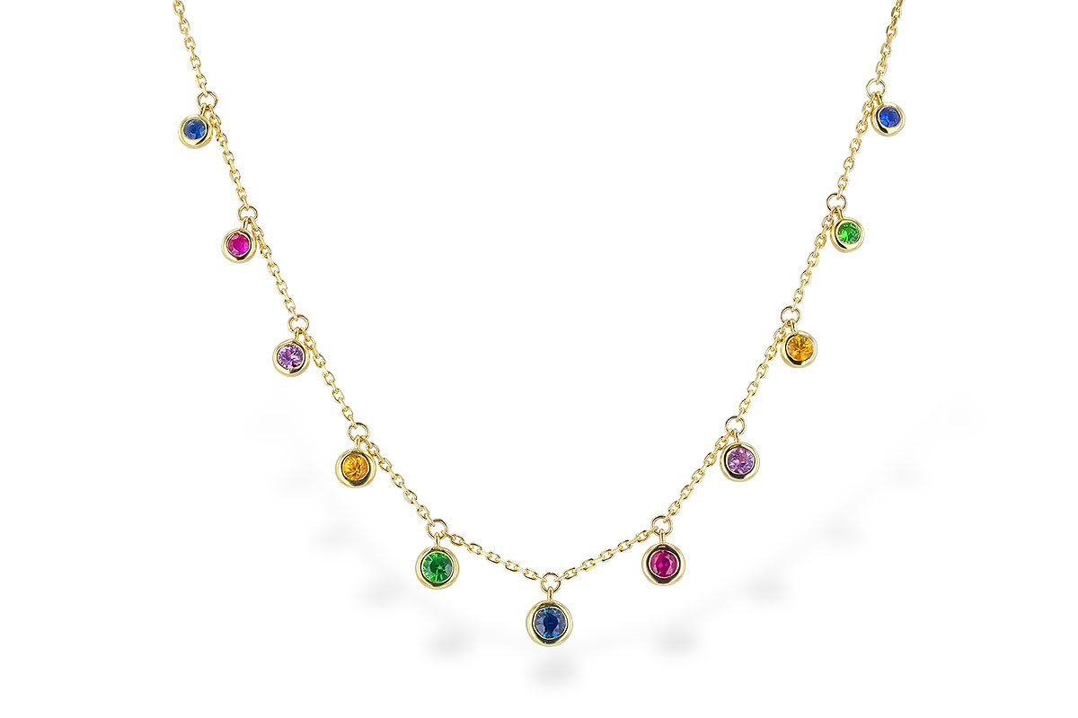 K328-79942: NECK .90 TW MULTI-COLOR SAPPH & GREEN GARNET (18")