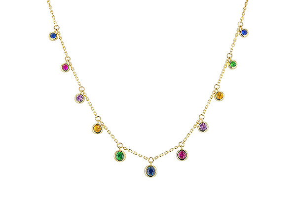 K328-79942: NECK .90 TW MULTI-COLOR SAPPH & GREEN GARNET (18")