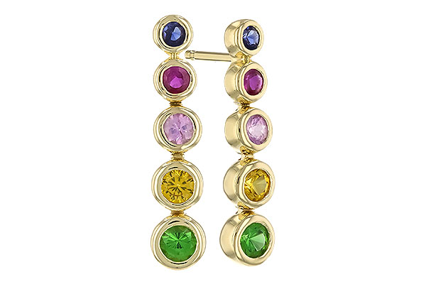 K328-81815: EARR .60 TW MULTI-COLOR SAPPH & GREEN GARNET