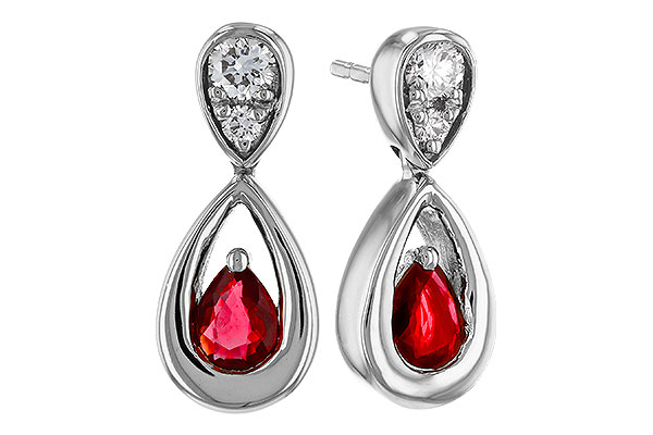 K329-67224: EARRINGS .40 RUBY .52 TGW (4x3 RUBY)