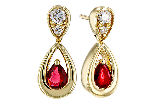 K329-67224: EARRINGS .40 RUBY .52 TGW (4x3 RUBY)
