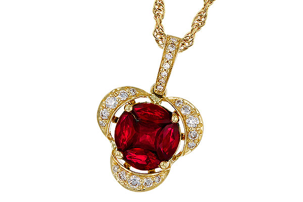 K329-69970: NECKLACE .86 TW RUBY 1.00 TGW