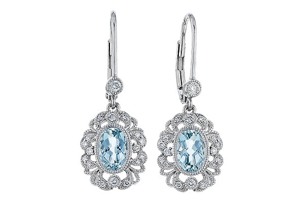 L329-65415: EARRINGS .75 TW AQUA .92 TGW (7x5MM AQUA)