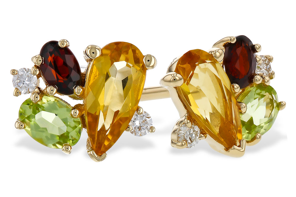 L329-67215: EARRINGS .66 SEMI PREC (CIT,PER,GAR) .70 TGW