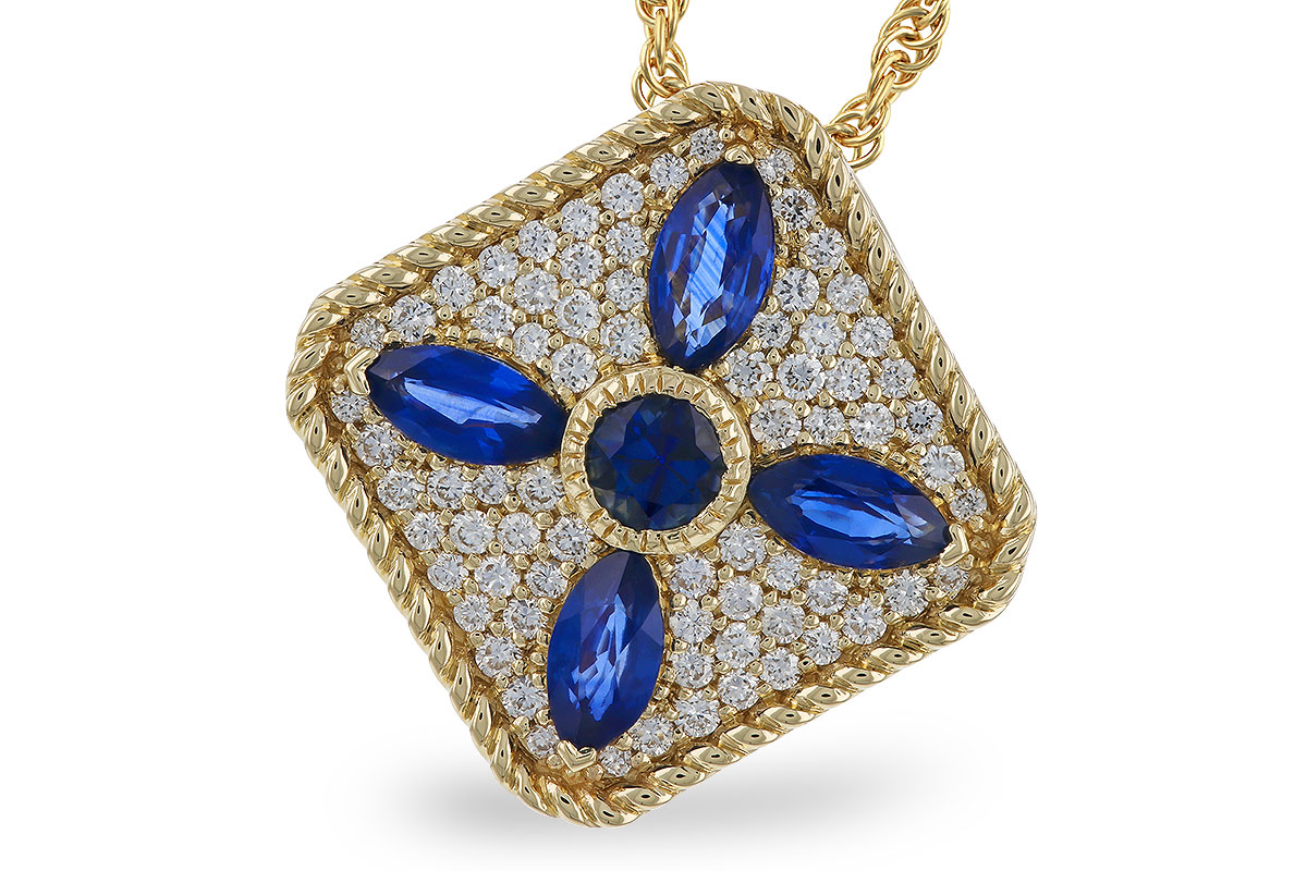 L329-69015: NECKLACE .89 TW SAPPHIRE 1.20 TGW