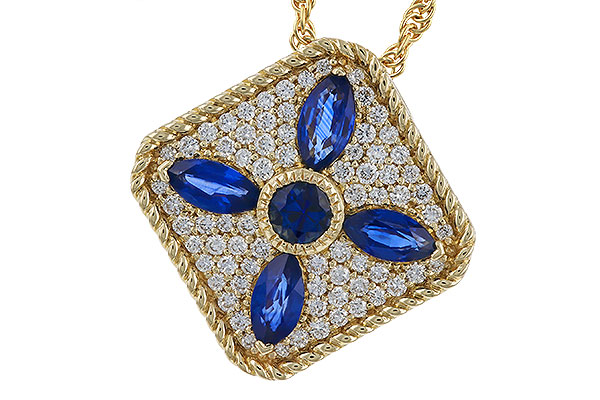 L329-69015: NECKLACE .89 TW SAPPHIRE 1.20 TGW