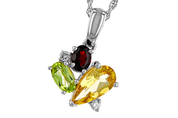 M329-67215: NECKLACE .79 SEMI PREC (CIT,PER,GAR) .82 TGW