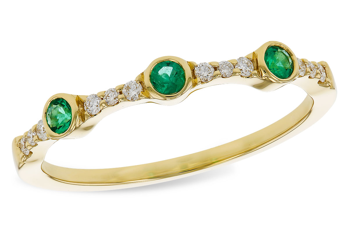 M329-67224: LDS WED RG .11 EMERALD .20 TGW